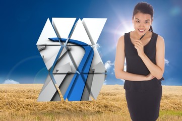 Poster - Composite image of thoughtful businesswoman