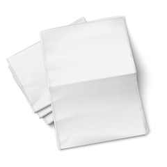 Poster - Blank newspapers pile on white background.