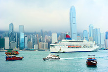 Hong Kong Harbor And Ferry