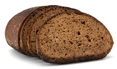 Slices of rye bread isolated on white background