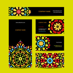 Aufkleber - Business cards design with colorful ornament