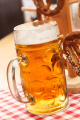 Wall Mural - german pretzel bread with beer