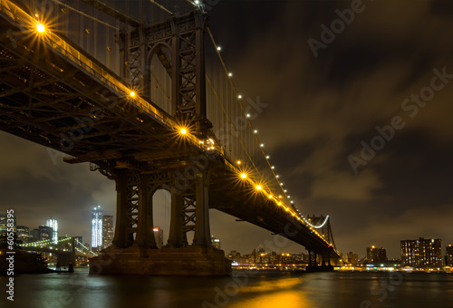 Naklejka - mata magnetyczna na lodówkę New York City Bridges at night