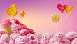sweet magical landscape of ice cream and candy