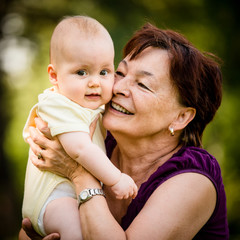 grandmother with baby