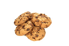 Chocolate Chip Cookies On White Background