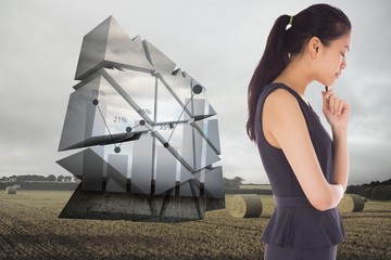 Poster - Composite image of thinking businesswoman