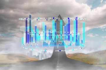Poster - Composite image of road turning into arrow