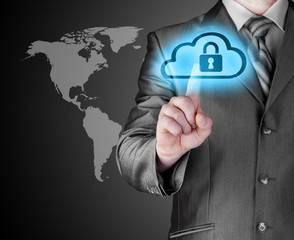 Secure Online Cloud Computing Concept with business man