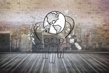 Poster - Composite image of city scene in a room