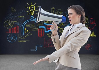 Poster - Composite image of irritated stylish brown haired businesswoman