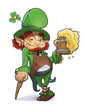 Dwarf with beer. Illustration for saint Patricks day. Eps10