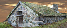 Stone Cabin With Grass Roof