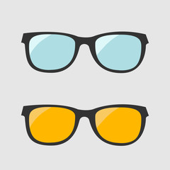 Canvas Print - Glasses set. Blue and yellow lenses. Isolated Icons.