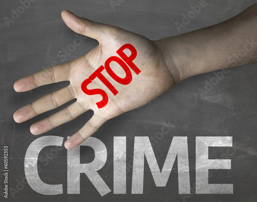 Educational composition with a hand painted Stop Crime Poster
