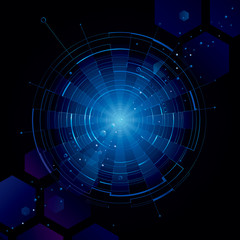 Aufkleber - Abstract technology dark blue background.