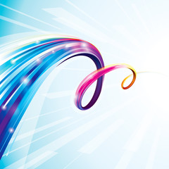Aufkleber - Abstract colorful curve digital technology background.