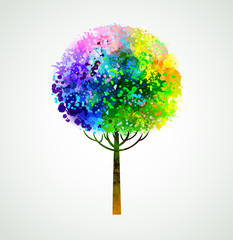 Fotomurales - rainbow abstract tree forming by blots