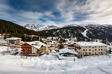 Fototapete - Ski Resort of Madonna di Campiglio, View from the Slope, Italian