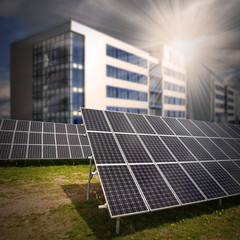  Solar panels against modern passive house.