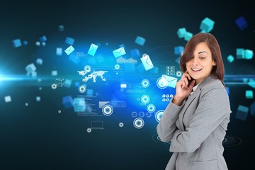 Aufkleber - Composite image of happy businesswoman