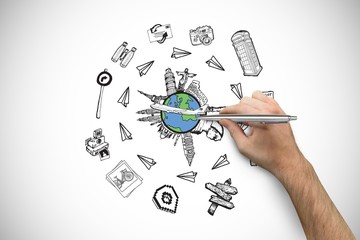 Aufkleber - Composite image of hand holding a silver pen