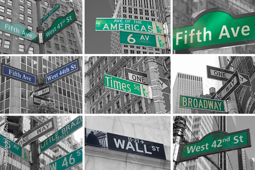 Fototapeta na wymiar Avenues and streets signs od NYC