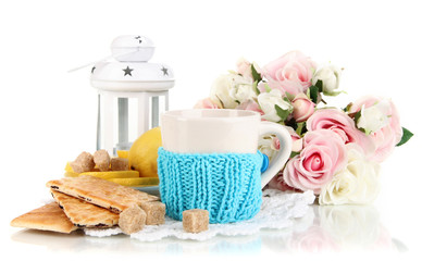 Aufkleber - Cup of tea with lemon isolated on white