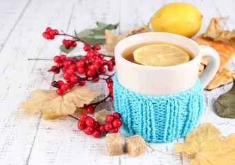 Aufkleber - Cup of tea with lemon close up