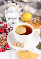 Aufkleber - Cup of tea with lemon close up