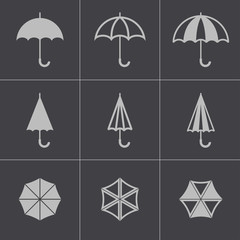 Wall Mural - vector black umbrella icons set