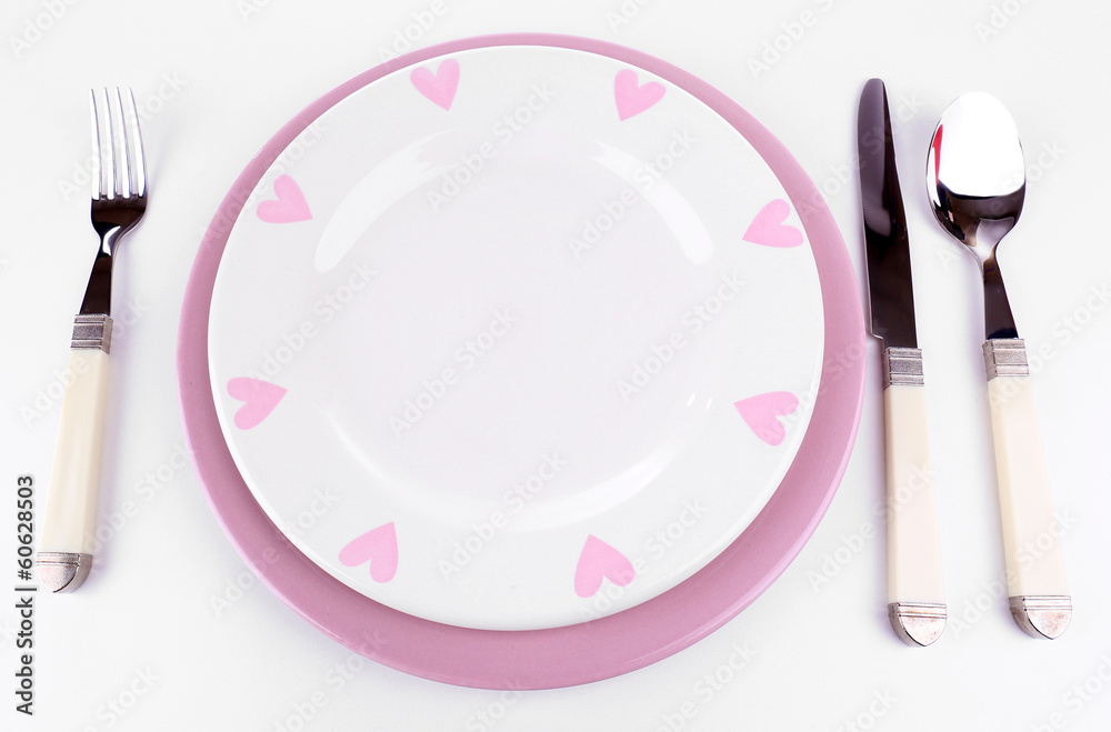 Set of utensil for dinner, isolated on white