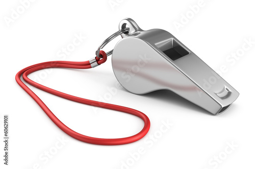 Fotografía Metal whistle isolated on white