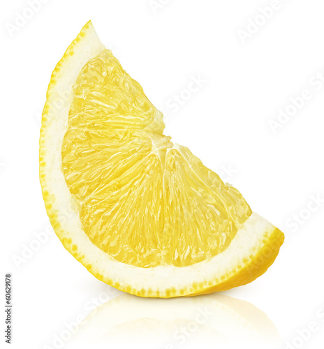 Fotografía Slice of lemon fruit isolated on white background