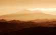 Etna at sunset in golden colors, Sicily, Italy