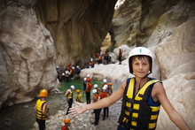 Group Of Young Sportsmen In Goynuk Canyon, Kemer, Turkey
