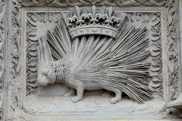 Wall Mural - Porcupine emblemof the House of Orleans. Castle of Blois