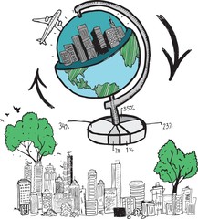 Aufkleber - Global travel illustrations