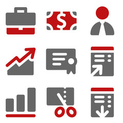 Wall Mural - Finance web icons, dark red and grey