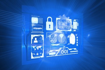 Poster - Composite image of shiny cogs on blue background