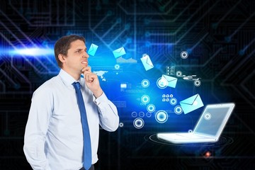 Aufkleber - Composite image of thinking businessman touching his chin