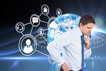 Aufkleber - Composite image of thinking businessman touching his chin
