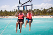 Parasailing together in summer