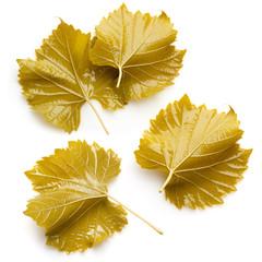 Fototapete - Grape leaves for dolma. Collection on white background