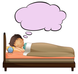 Wall Mural - A young boy with an empty thought while sleeping