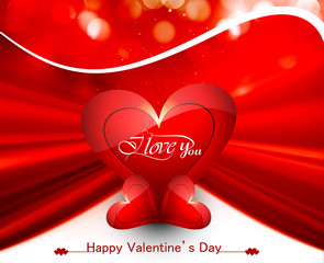 Wall Mural - happy valentine's day card for shiny heart bright colorful backg