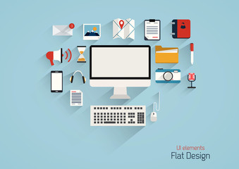 Poster - flat design modern icons set.
