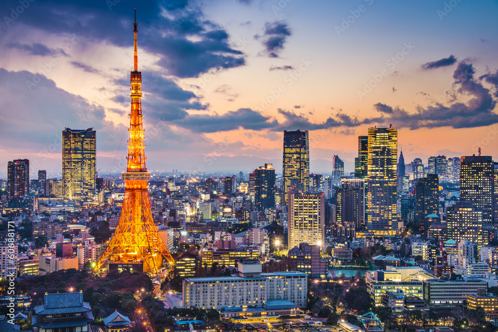 Tokyo, Japan at Tokyo Tower - obrazy, fototapety, plakaty 