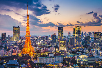 Fototapete - Tokyo, Japan at Tokyo Tower