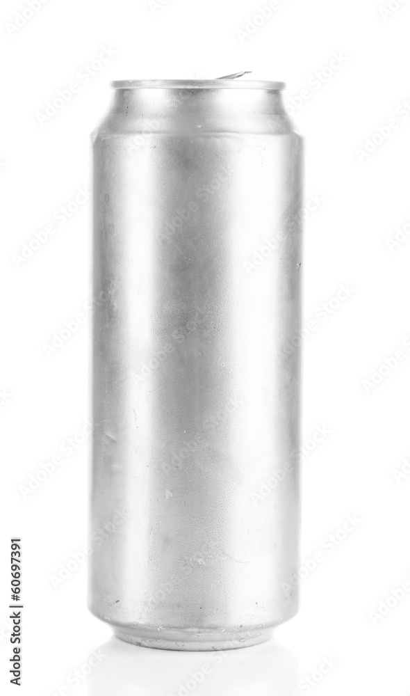 Metal beer can isolated on white